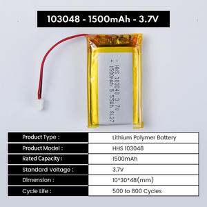 סוללות ליפו סיטונאיות 103048 1500 מיליאמפר/שעה <span class=keywords><strong>3</strong></span>.7 וולט סוללת ליתיום יון פולימר 103048 <span class=keywords><strong>3</strong></span>.7 וולט 1500 מיליאמפר/שעה סוללת ליתיום יון פולימר - Product Image 2