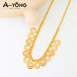 Ayong Sieraden Set Hoge Kwaliteit Ronde Munt Ontwerp Waterdicht 3 Stuk Set 18K Vergulde Zirkonia Sieraden Sets Groothandel Custom