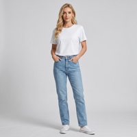 Dames T-shirt van 100% katoen, gebreid, 200 gsm, milieuvriendelijk, ademend, O-hals, casual, zeefdruk, effen, blanco