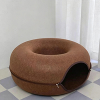Mainan tabung donat kucing lucu, terbuat dari bahan felt yang dapat dilepas, struktur komposit dua lapis, dapat dicuci, grosir