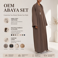 Ensemble Abaya Islamique Modeste OEM, Robe Musulmane Élégante pour Adultes, Style Vintage, Manches Longues, Longueur Cheville, Ouverte sur le Devant, Automne, Personnalisable