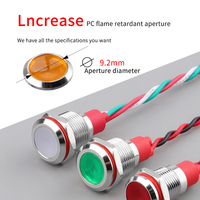 WD12mm 3V 6V 12V 24V Metal LED Pilot Panel Dash Señal Luz de advertencia 15cm Cable Car Boat Marine Luz indicadora