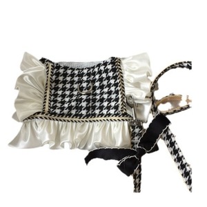 Arnés para Perros y Gatos, Diseño de Pata de Gallo en Blanco y Negro, Ajustable, para Razas Pequeñas, con Correa para Pasear - Product Image 4