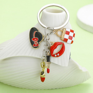 Chapeau rouge pour femme, étui à rouge à lèvres, chaussures à talons hauts, accessoires porte-clés, pendentif personnalisé, chaîne de téléphone DIY - Product Image 2