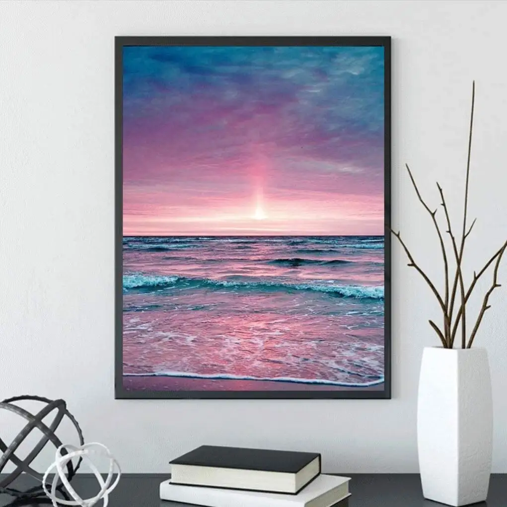 Diamond Painting For Adults And Kids Beach Of Setting Sun Picture Dot Full Drill Crystal Rhinestone Embroidery