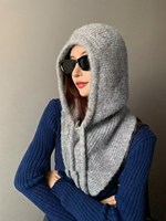 Nouveau chapeau de cagoule pour femmes de couleur unie à la mode mignon tricoté hiver pull cou couverture une pièce Polyester cagoule masque facial