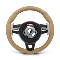 Volant en cuir beige abricot sans bouton pour Porsche 92A Cayenne 95B Macan 911 991.2 Carrera 982 718 Boxster Cayman
