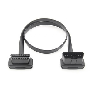 Câble d'extension plat OBD II 16 broches Linkyou, 1 pied, outil de diagnostic, connecteurs mâle-femelle angulaires, cuivre haute qualité automobile - Product Image 1