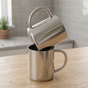 Mug à café en acier inoxydable à double paroi écologique, mousseur à lait manuel pour cuisine moderne, bar et café - Product Image 2