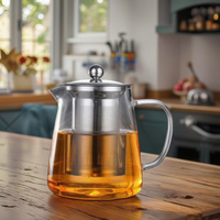 Théière en verre de grande capacité avec filtre bouilloire à café résistant à la chaleur faite à la main théière en verre borosilicate avec infuseur vente en gros