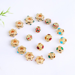 Perles cloisonné plaquées or, imitation turquoise, œil de libellule, perles d'espacement pour la fabrication de bijoux DIY, bracelets, colliers - Product Image 1