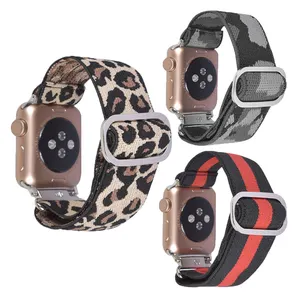Pulseira de relógio esportiva de reposição flexível de nylon com fivela de comprimento ajustável para Apple Watch