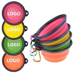 Tazones portátiles de silicona plegables con logo personalizado, impermeables, para viajes de mascotas, para alimentar y dar de beber en exteriores e interiores. - Product Image 1