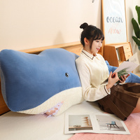 Coussins rembourrés cachalot pour décoration intérieure, poupée baleine bleue artificielle