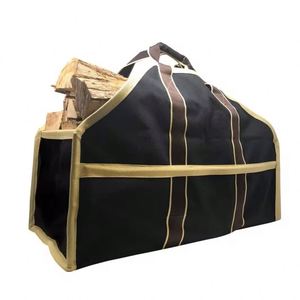 Sac de transport robuste en bois pour bûches, pour cheminées intérieures, fabriqué en matériau avec support pour accessoires de bois de chauffage - Product Image 1