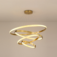 Lampe suspendue LED en acrylique doré contemporaine, température de couleur 3000K, lampes suspendues pour hall d'entrée, escalier tournant, lustres LED
