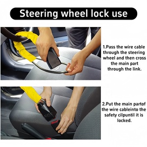 SQS OEM/ODM personnalisation d'usine de haute qualité <span class=keywords><strong>voiture</strong></span> universelle <span class=keywords><strong>antivol</strong></span> acier Portable sécurité Durable serrure de <span class=keywords><strong>volant</strong></span> de <span class=keywords><strong>voiture</strong></span> - Product Image 4