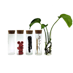 Vases en verre ronds et hauts personnalisables en vrac avec couvercles en liège et impression sérigraphique pour centres <span class=keywords><strong>de</strong></span> <span class=keywords><strong>table</strong></span> <span class=keywords><strong>de</strong></span> mariage et usage domestique - Product Image 1
