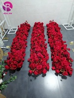 Fleurs de mariage décoration blanc rouge soie artificielle Rose fleur rangée chemin de table centres de table