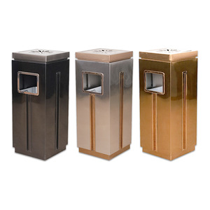 Cenicero y basurero cuadrado de acero inoxidable para vestíbulo de hotel, en negro, oro y oro rosa, para uso comercial en oficinas, elevadores y pasillos. - Product Image 4