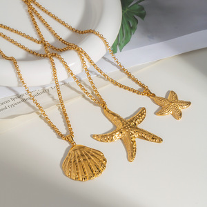 สร้อยคอพร้อมจี้เปลือกหอยรูปปลาดาวทำจากสแตนเลสป้องกันการเสื่อมเสียสำหรับเป็นของขวัญในโอกาสใหม่ล่าสุด - Product Image 2