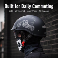 Casque demi-face léger pour moto, scooter, vélo électrique, pour homme et femme, avec visière intérieure, idéal pour les trajets estivaux