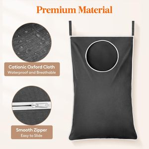 Cesto para la ropa sucia para colgar sobre la puerta, 33x15x85cm, cesta colgante plegable para baño, organizador de ropa, tela de poliéster - Product Image 6
