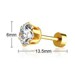Multi Colors 18K Gold Plated Cubic Zircon Studs Earrings <strong>Stainless</strong> <strong>Steel</strong> <strong>Jewelry</strong> for Women - Product Image 4