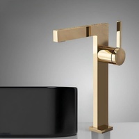 Robinet de lavabo thermostatique en laiton ultra-mince au design moderne, finition or brossé, mitigeur chaud/froid à poignée unique, vente en gros
