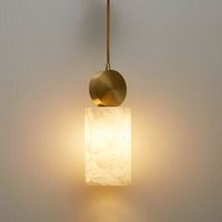 Lampe suspendue en cuivre de luxe pour restaurant moderne nordique Lustres en albâtre à LED