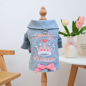 Automne hiver chien trou Denim <span class=keywords><strong>gilet</strong></span> Pet Jean vêtements <span class=keywords><strong>petite</strong></span> princesse Denim veste hiver chien vêtements - Product Image 2