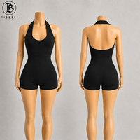 Combinaisons d'été pour femmes avec logo brodé personnalisé, couleurs vives, combinaisons de yoga à fermeture éclair, vêtements de sport une pièce pour femmes