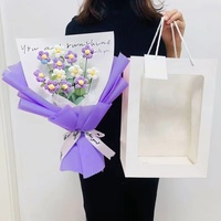 Buket Bunga Rajut Buatan Tangan dari Benang, Bentuk Hati Warna-warni, Ramah Lingkungan, Hadiah Ulang Tahun yang Indah