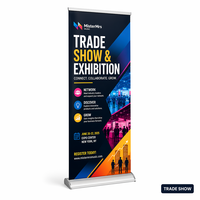 Support de bannière enroulable à base large 85x200cm, présentoir rétractable pour stand d'exposition commerciale