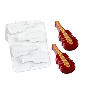 6 violín instrumentos musicales moldes de silicona para hornear pasteles francés Mousse pastel moldes DIY guitarras moldes para galletas de Chocolate - Product Image 2