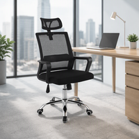 Chaise de bureau exécutive à dossier haut avec support lombaire adaptatif en tissu