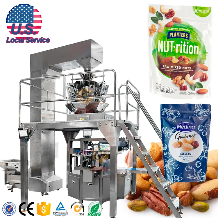 USA Local Service Automatic Mixed Nuts Premade Pouch Filling Packing Machine For Pistachio Cashew Nuts Doypack Packing Machine