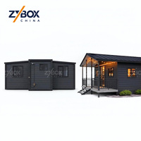 ZYBOX Maison Modulaire de Luxe en EPS Entièrement Noire, 20ft 40ft, Villa Préfabriquée Extensible, Maison Conteneur avec Porche Avant, Marché USA Canada