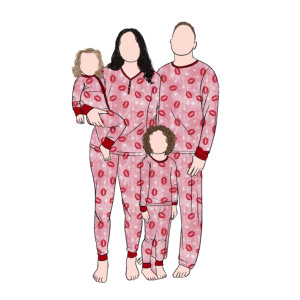 Qingli DM Custom Factory Valentinstag Custom ized Design Frühling Mehrfarbige Long Top Pants Family Pyjamas Matching Sets - Product Image 1