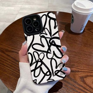 Scrawl Love Heart Printing Cover Cover per telefono cellulare in pelle sintetica TPU morbida per <span class=keywords><strong>Iphone</strong></span> X Xr Xs 11 12 13 14 15 16 17 Pro Max - Product Image 4