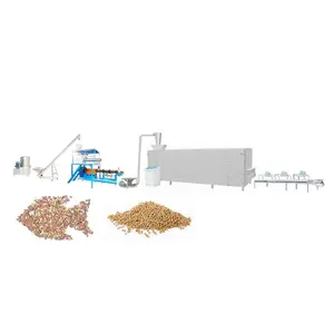 Double-screw Floating and Sinking Fish Food Extrusion Production Line Grinder Mixer Extruder Dryer and Flavoring Machine