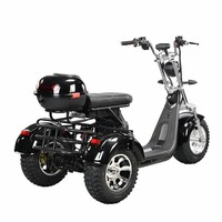 Tricycle électrique à 3 roues avec batterie au lithium 1500W 60V 12Ah, pneus larges, scooter Citycoco avec porte-bagages arrière, autonomie de 35-40 km, capacité de 200 kg
