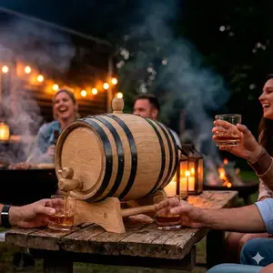 Barril de Madera de 5 Litros con Borde Negro para Almacenamiento de Cerveza y Licores - Product Image 5