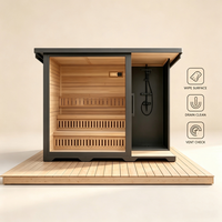 Ruang Uap Akrilik Premium Spektrum Penuh untuk Taman, Sauna Uap Luar Ruangan Mewah dengan Konstruksi Kayu Solid dan Shower