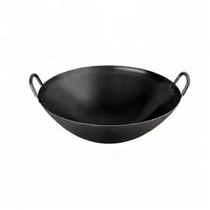 Panela wok grande antiaderente para restaurantes comerciais de ferro fundido resistente, para restaurantes de fast food