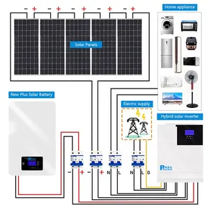 Sistema Solar híbrido completo para casa, paneles solares de 5Kw, 7Kw, 10Kw, 150000W, Pv, fuera de la red, para almacén de casa, Villa, Carport