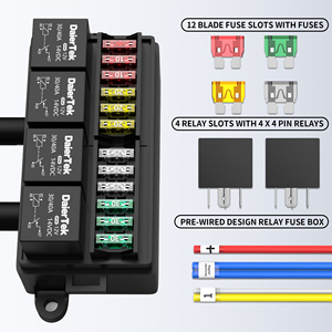 Caja de fusibles de relé automotriz de 12 vías precableada de nailon ignífugo, toma de relé de montaje en superficie de 4 pines, bloque de soporte de fusibles de 40A - Product Image 3