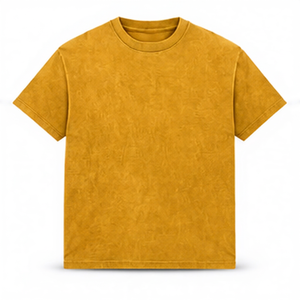 Camiseta de Hombre de Manga Corta, Cuello Redondo, Color Mostaza Sólido, 100% Algodón, Corte Holgado, Informal, Tejido Transpirable - Product Image 1