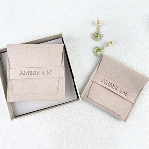 Strong Jewelry protection Ability Custom Packaging for Jewelry With Emboss logo Microfiber <b>Envelope</b> Jewelry Pouch Bag - Product Image 3