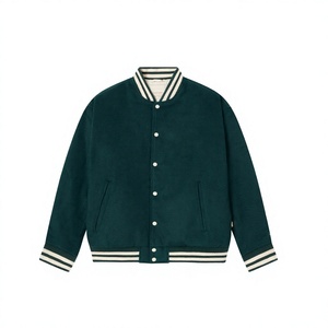 Veste universitaire personnalisée pour homme en polaire, col rabattu, coupe classique, couleur unie, fermeture boutonnée, tenue décontractée d'automne - Product Image 1